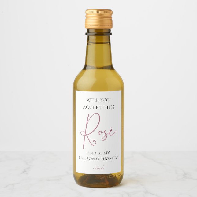 Will you accept this Rosé Bridal Party Proposal Wi Wine Label (Front)