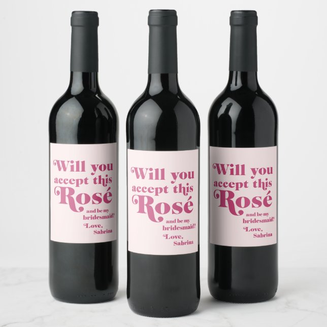 Will you accept this rose bridesmaid proposal wine label (Bottles)