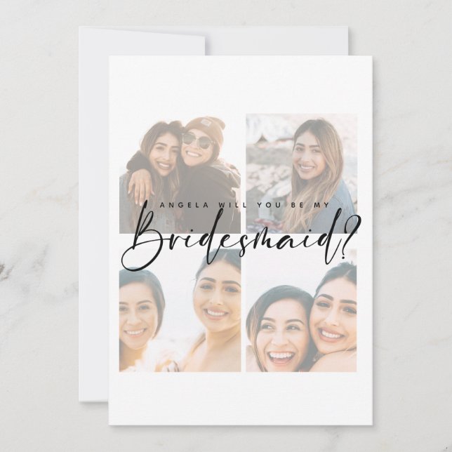Will you be bridesmaid collage photo Flat Card (Front)
