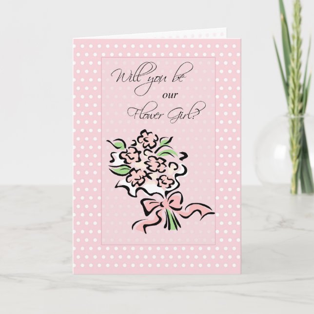 Will You Be Flower Girl, Pink, Polka Dots Invitation (Front)