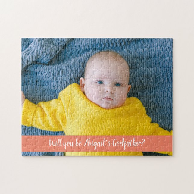 Will You Be Godfather Proposal with Photo Jigsaw Puzzle (Horizontal)