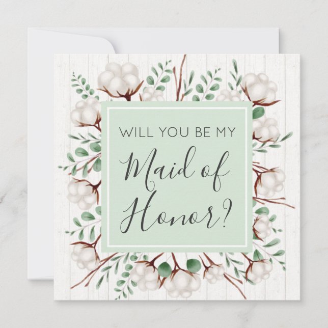 Will You Be Maid of Honour Rustic Southern Cotton Invitation (Front)