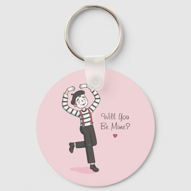 Will You Be Mime, Funny Love Confession Key Ring (Front)