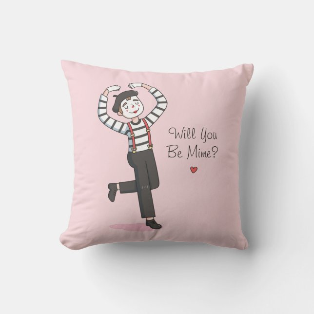 Will You Be Mime Funny Love Confession Pun Cushion (Front)