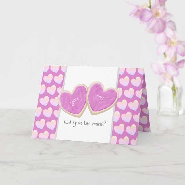 will you be mine cutout cookies valentines day card (Orchid)