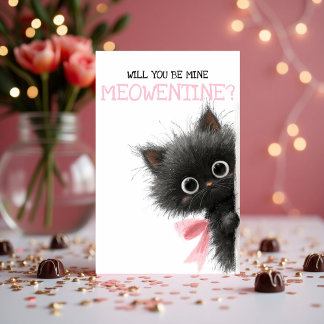 Will You Be Mine Meowentine? Cute Valententine's Holiday Card