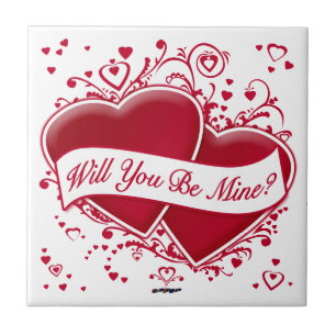 Will You Be Mine? Red Hearts Tile