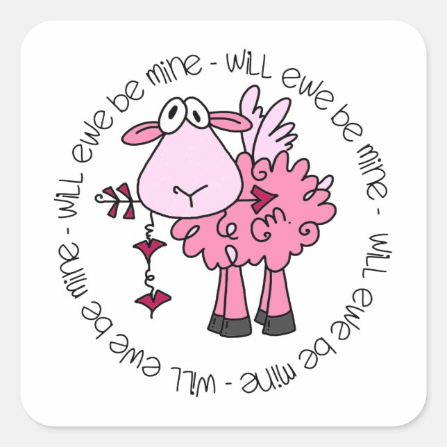 Will You Be Mine Valentine Square Sticker (Front)