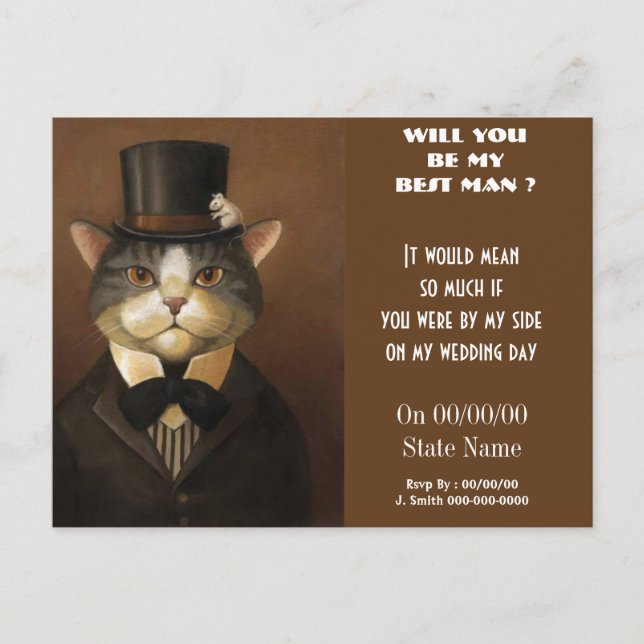 will you be my best man ? be my groomsmen invitation postcard (Front)