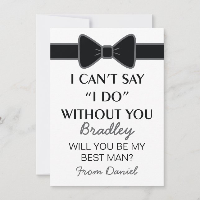 Will You Be My Best Man Black Bow Tie Invitation (Front)