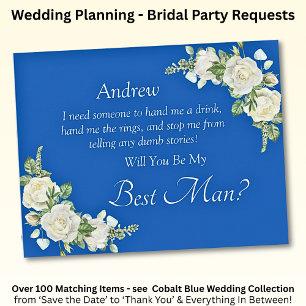 Will You Be My Best Man? Cobalt Blue & White Roses