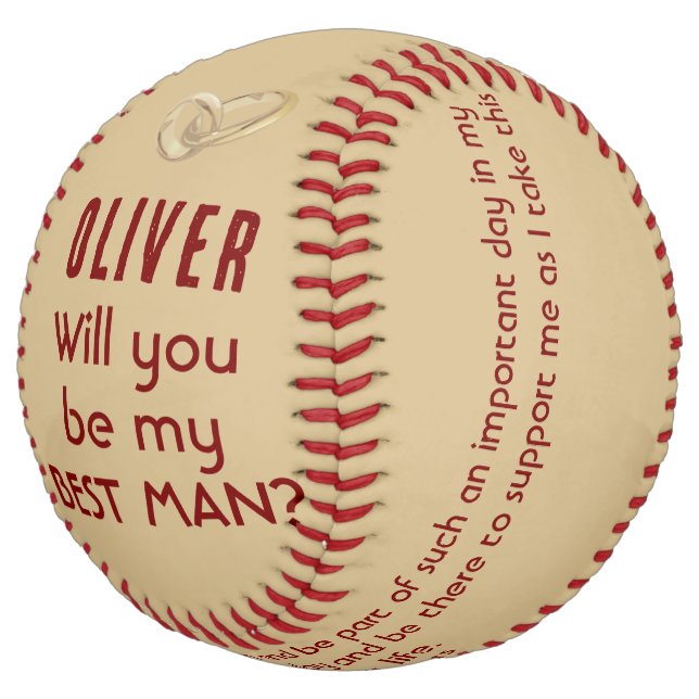 Will you be my Best Man Custom Name  Softball (Angled)