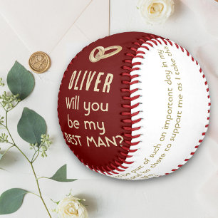 Will you be my Best Man Custom Name Softball