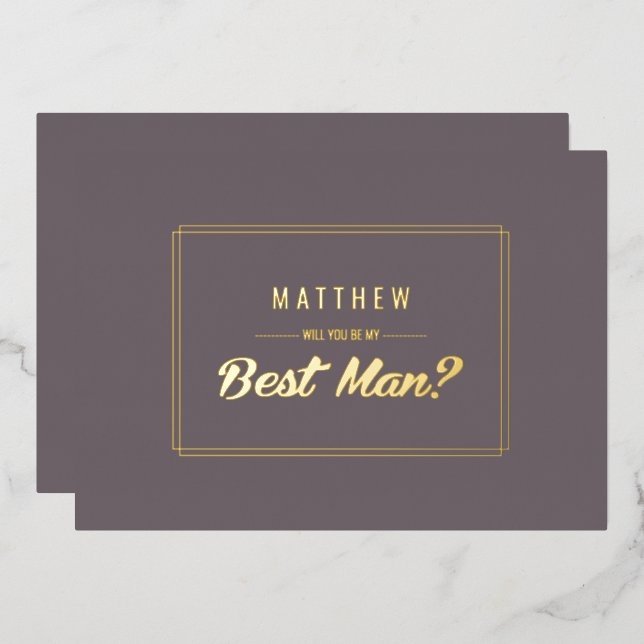 Will you be my Best Man? Dark Mocha Gold Wedding (Front/Back)