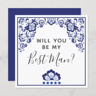 Will You Be My Best Man? Delfts Blauw Delft Blue Invitation