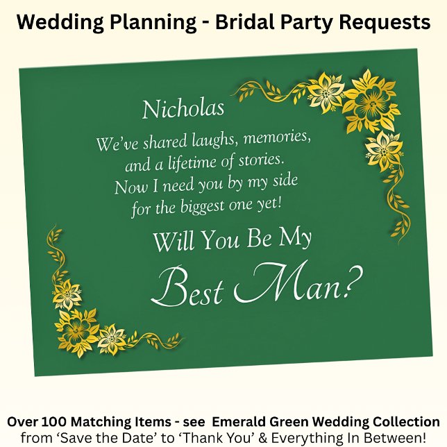 Will You Be My Best Man? Emerald Green & Gold (Creator Uploaded)