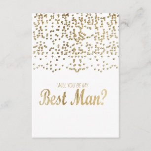 "Will You Be My Best Man?" Faux Gold Confetti Invitation