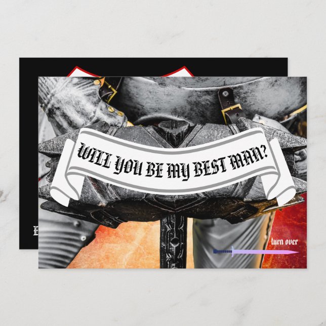 Will you be my best man knight customisable invitation (Front/Back)