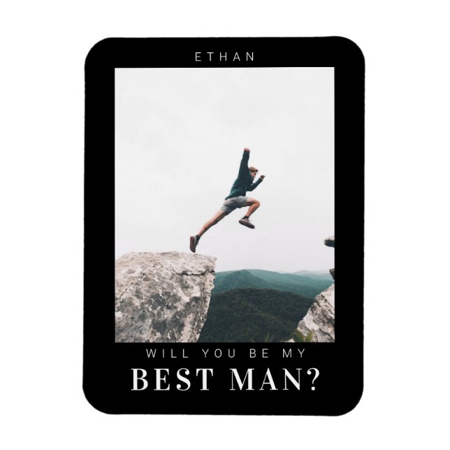 Will you be my Best Man Minimalist Photo Dark Magnet (Vertical)