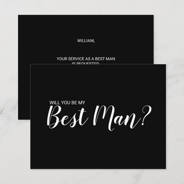 Will You Be My Best Man? Modern Proposal Card (Front/Back)