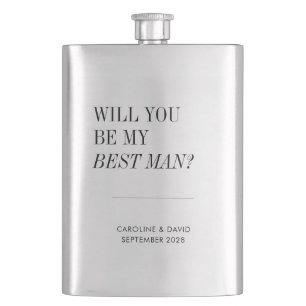 Will You Be My Best Man Proposal Simple Modern Hip Flask