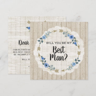 Will You Be My Best Man Rustic Wood Boho Arrows Invitation