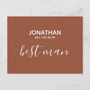 Will you be my best man simple terracotta invitati invitation postcard