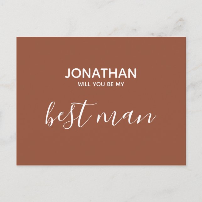 Will you be my best man simple terracotta invitati invitation postcard (Front)