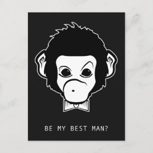 will you be my bestman? mister monkey invitation postcard