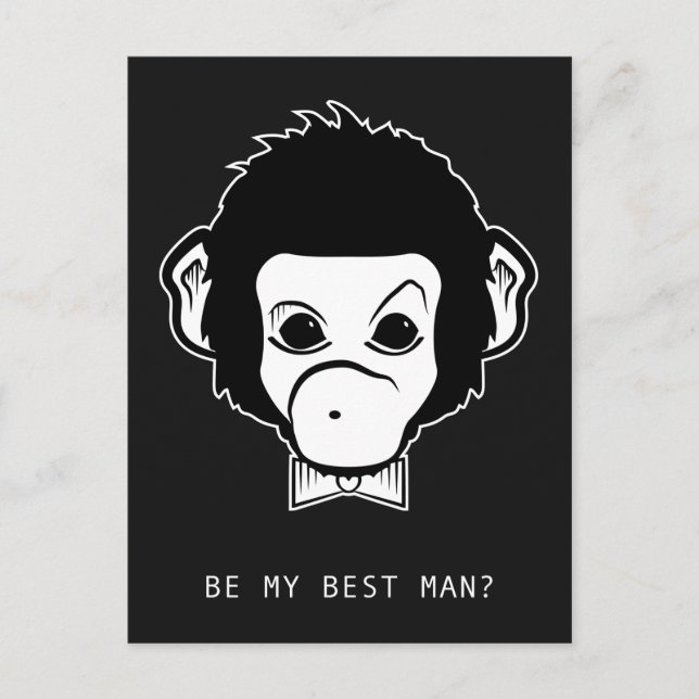 will you be my bestman? mister monkey invitation postcard (Front)
