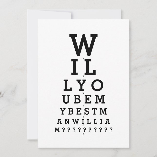 Will You Be My Bestman Photo Optician Chart Invitation (Front)