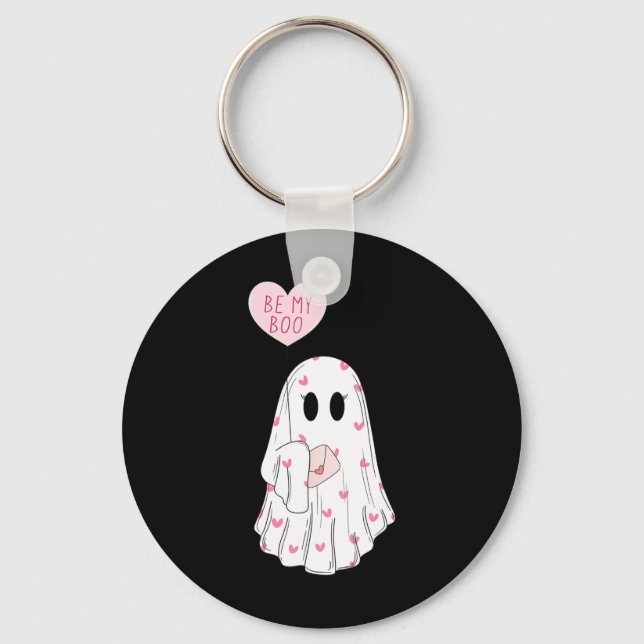 Will You Be My Boo Funny Spooky Ghost Valentine Da Key Ring (Front)