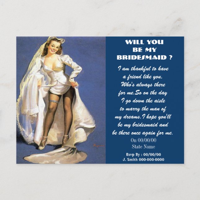 will you be my bridesmaid ? be my bridesmaid,maid invitation postcard (Front)