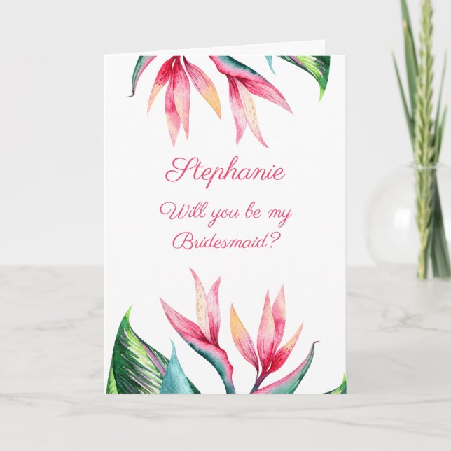 Will You Be My Bridesmaid - Bird of Paradise Invitation (Front)