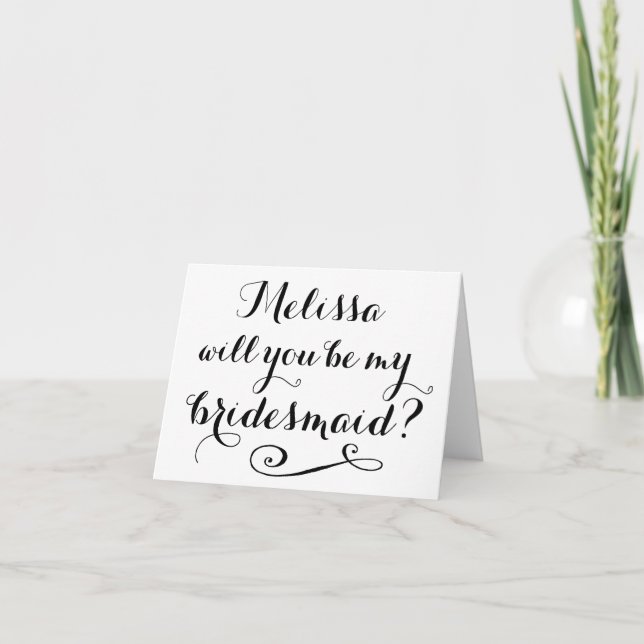 Will You Be My Bridesmaid BLACK Typography Card (Front)