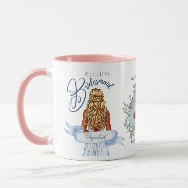 Will You Be My BRIDESMAID Blonde Hair Proposal Nam Mug (Left)