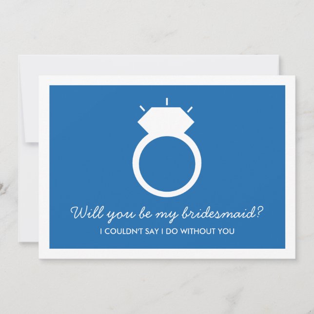 Will You Be My Bridesmaid? Blue Ring Card (Front)