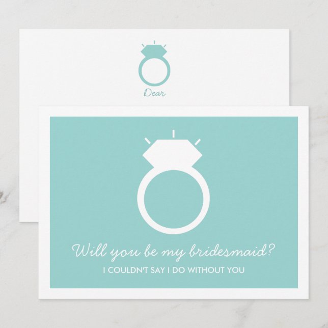 Will You Be My Bridesmaid? Blue Ring Card (Front/Back)
