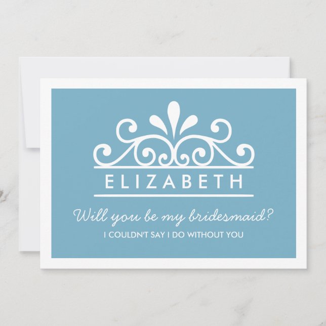 Will You Be My Bridesmaid? Blue Tiara Card (Front)