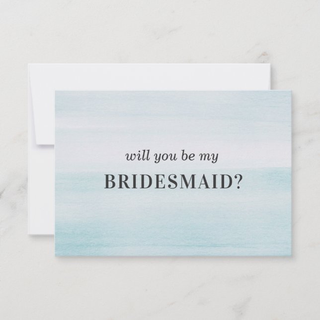 Will you be my bridesmaid. Blue watercolor simple Invitation (Front)