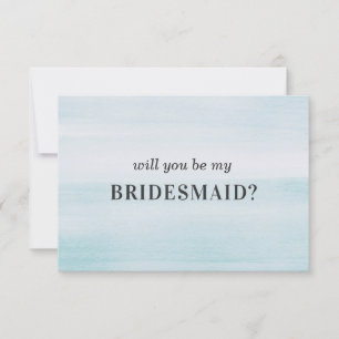 Will you be my bridesmaid. Blue watercolor simple Invitation