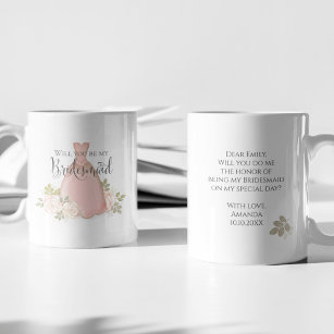 Will you be my Bridesmaid Blush Watercolor Coffee Mug