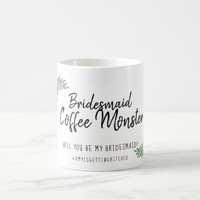 Will you be my bridesmaid Bridal Party Gift Floral Coffee Mug (Center)