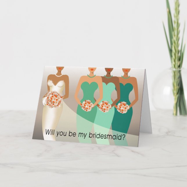Will you be my Bridesmaid? Bridal Party | green Invitation (Front)