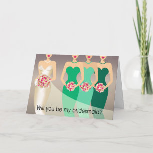 Will you be my Bridesmaid? Bridal Party   green Invitation