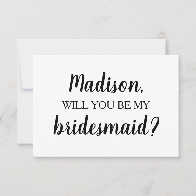Will You Be My Bridesmaid Bridal Party Proposal Invitation (Front)