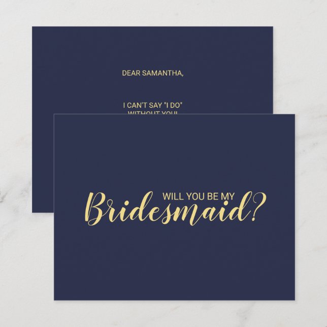 Will You Be My Bridesmaid? Bridal Party Proposal Invitation (Front/Back)