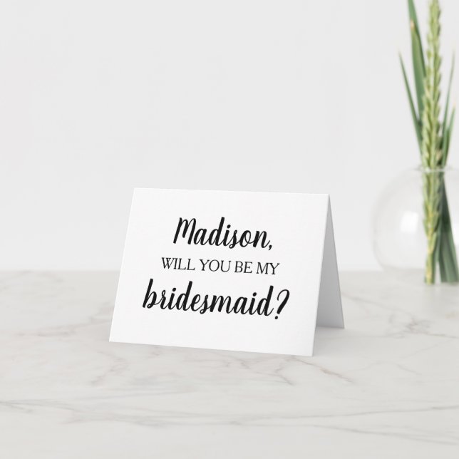 Will You Be My Bridesmaid Bridal Party Proposal Thank You Card (Front)