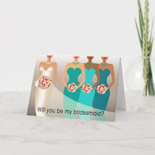 Will you be my Bridesmaid? Bridal Party teal Invitation