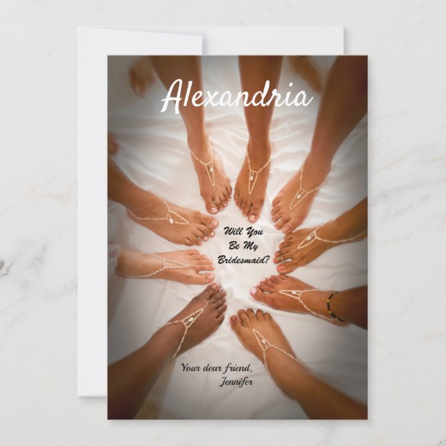 Will You Be My Bridesmaid? Bride Beach Personalise Card (Front)